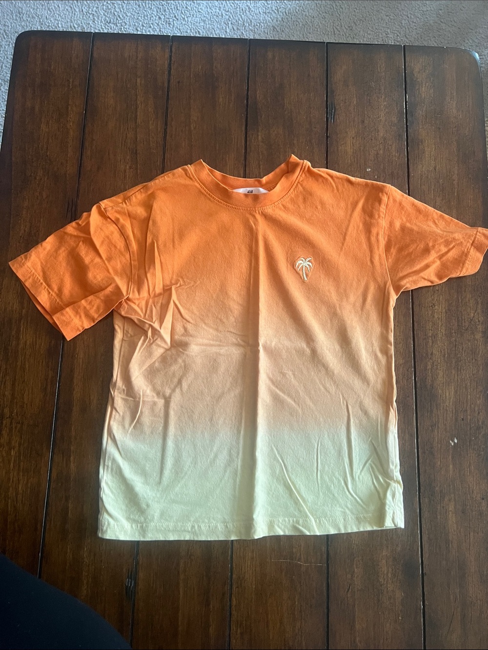 🎉🎉 5 for $20🎉🎉H&M Orange ombré Crewneck Tee with Palm Embroidery